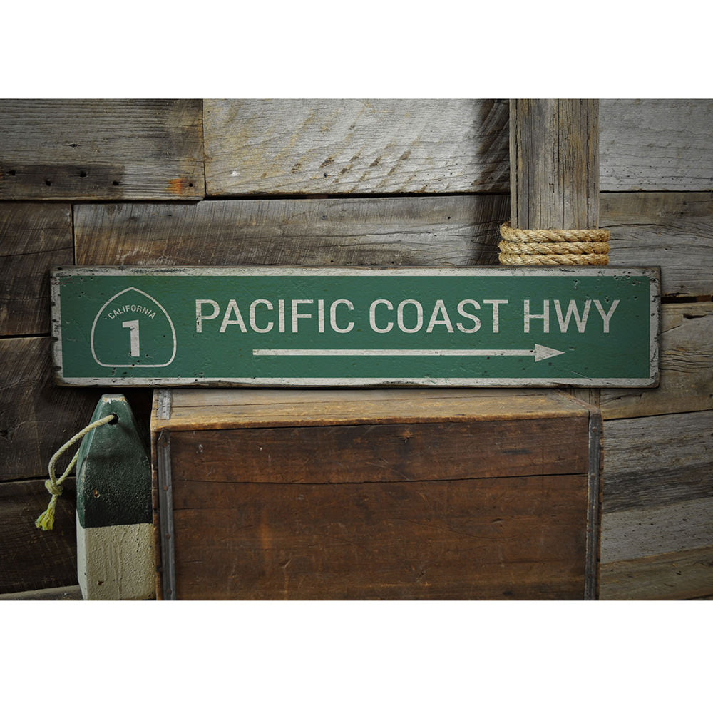 Pacific Coast Highway Vintage Wood Sign