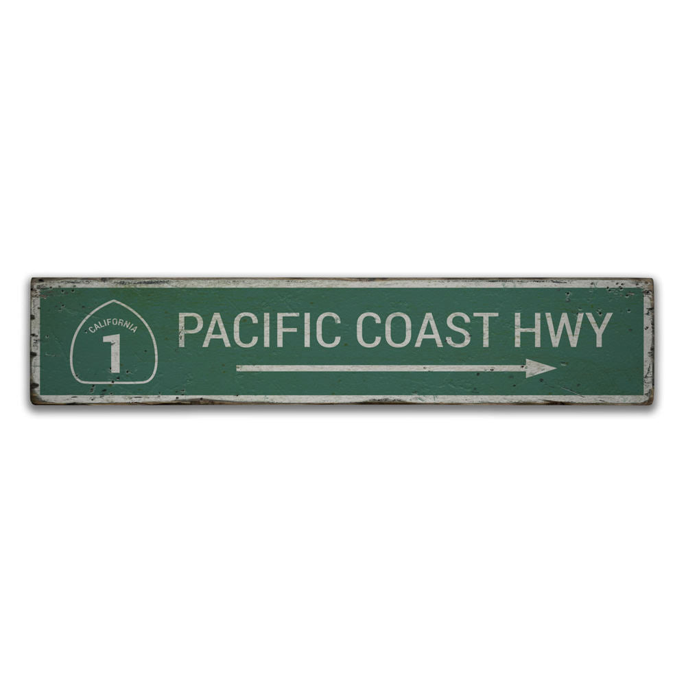Pacific Coast Highway Vintage Wood Sign