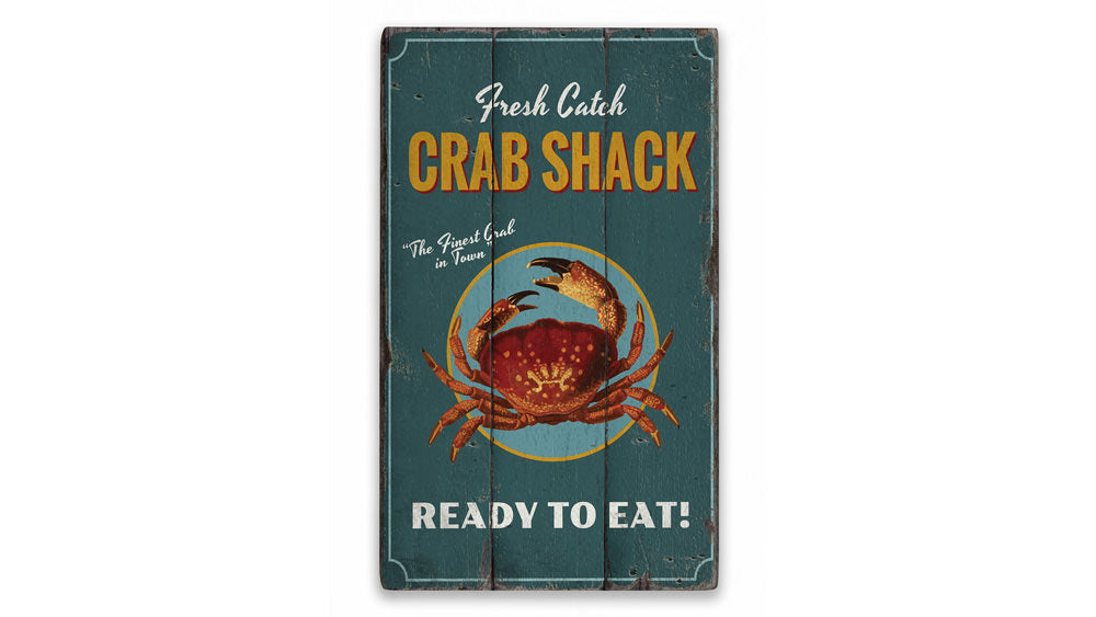 Fresh Catch Crab Shack Rustic Wood Sign