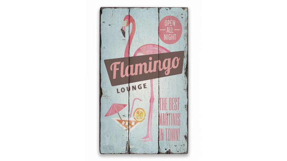Flamingo Rustic Wood Sign