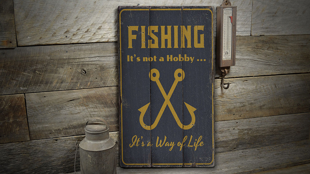 Fishing Hobby Rustic Wood Sign