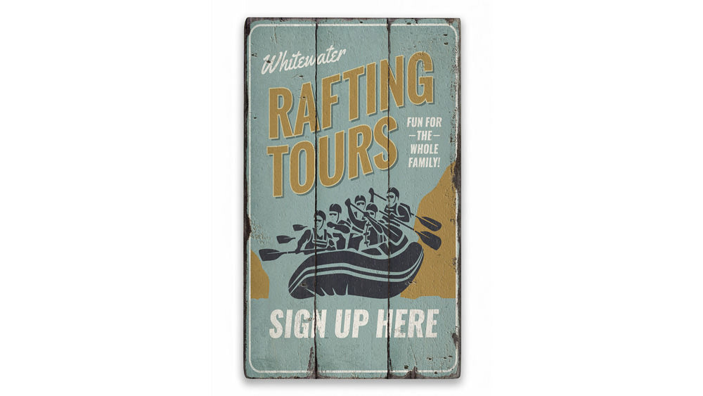Whitewater Rafting Rustic Wood Sign