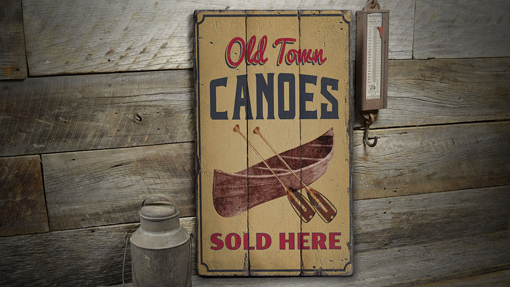 Old Town Canoes Rustic Wood Sign