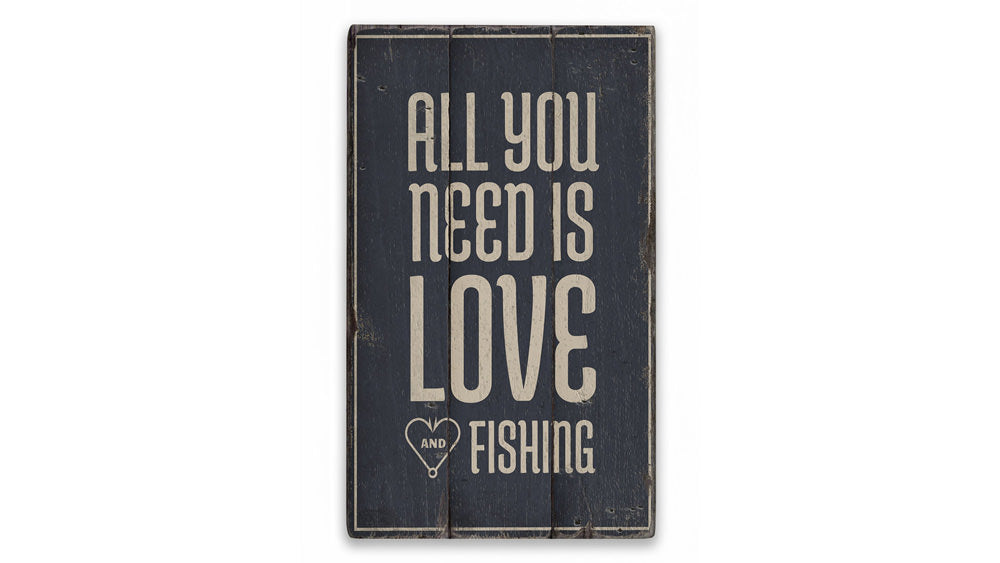 Fishing Lover Rustic Wood Sign