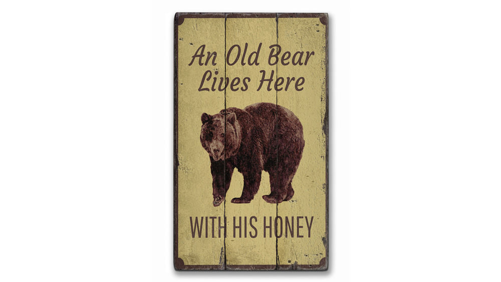 Bear Lover Rustic Wood Sign