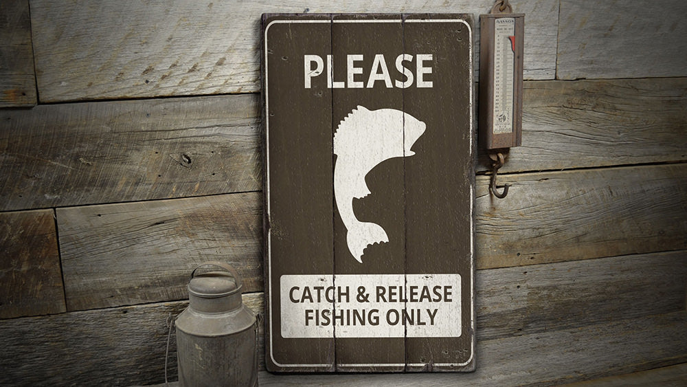 Fishing Notice Rustic Wood Sign