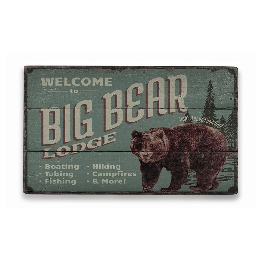 Big Bear Lodge Rustic Wood Sign