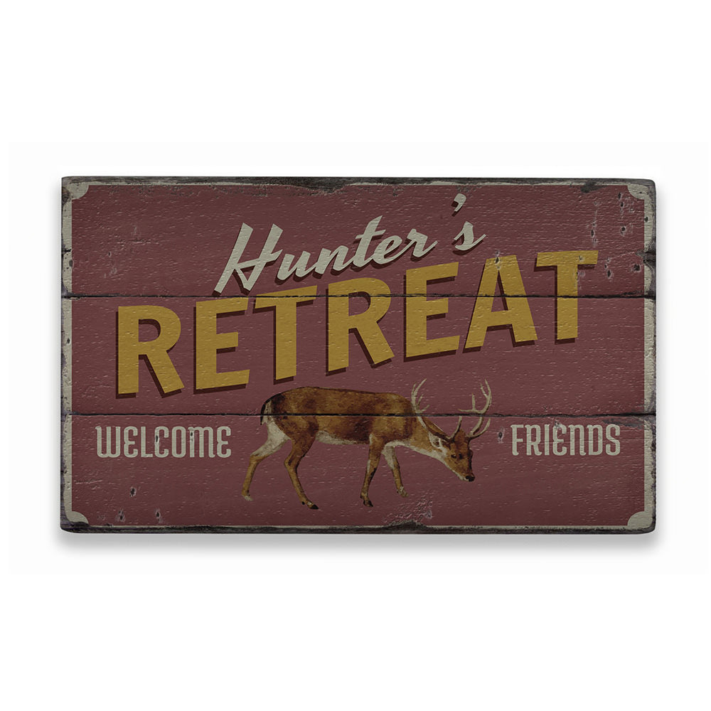Hunter's Retreat Rustic Wood Sign