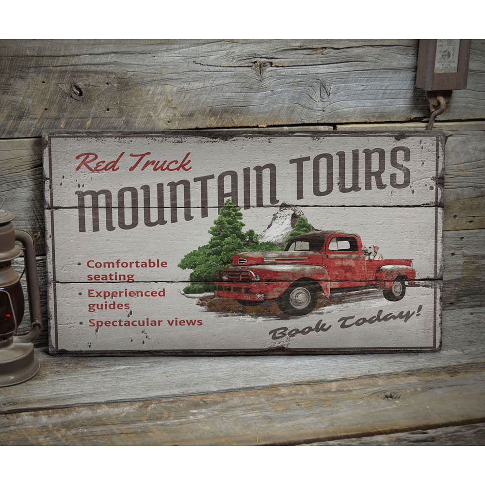 Mountain Tours Rustic Wood Sign