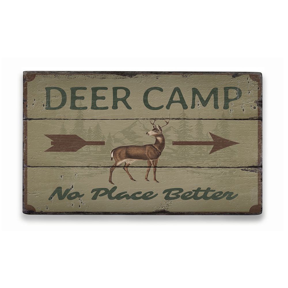 Deer Camp Arrow Rustic Wood Sign