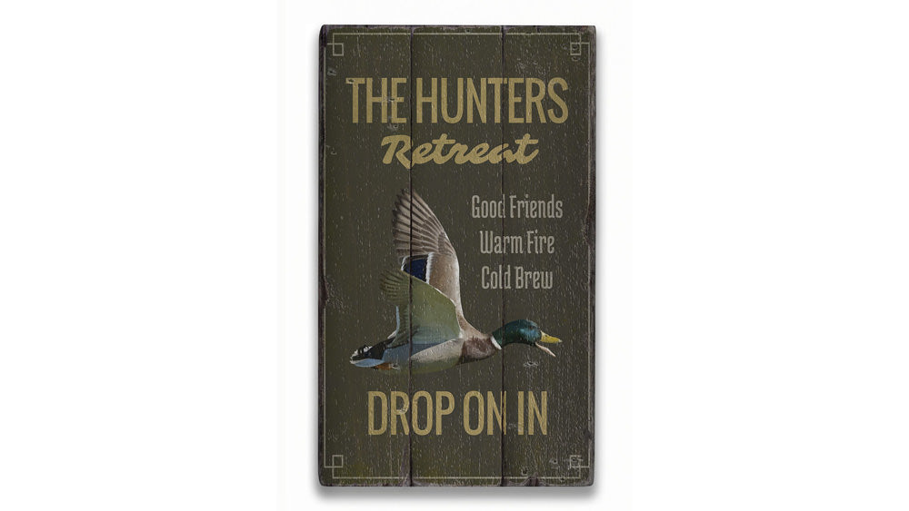 The Hunters Retreat Rustic Wood Sign