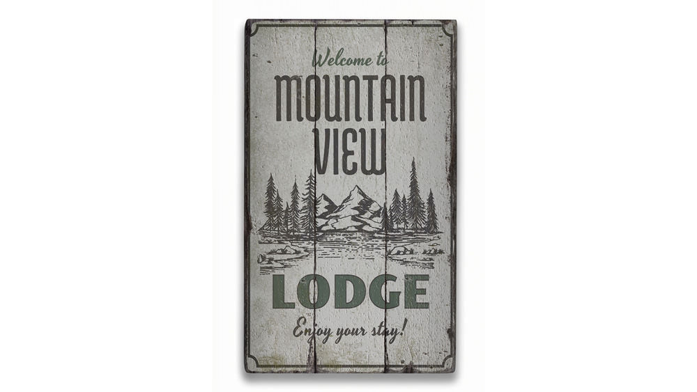 Mountain View Rustic Wood Sign