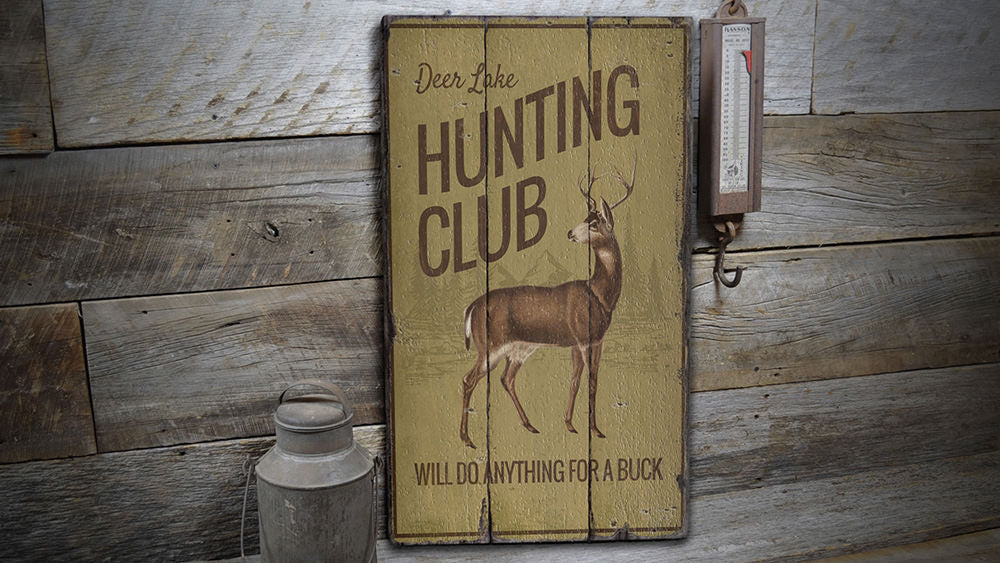 Hunting Club Rustic Wood Sign