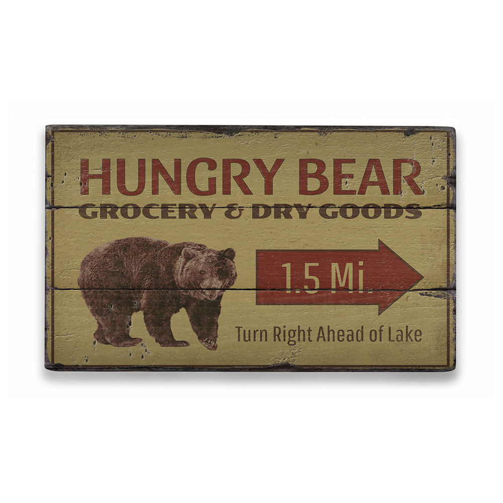 Hungry Bear Rustic Wood Sign