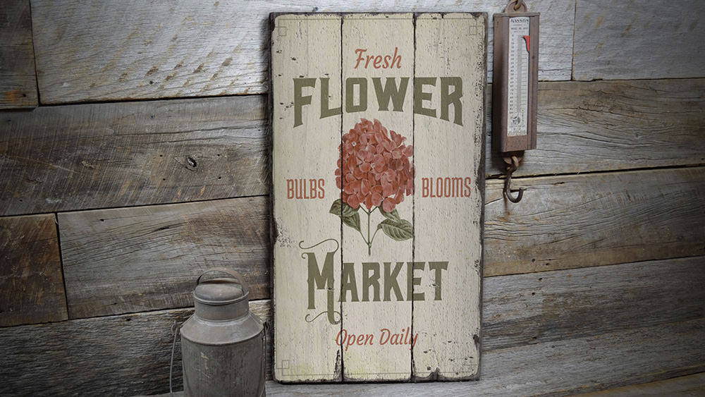 Flower Market Rustic Wood Sign