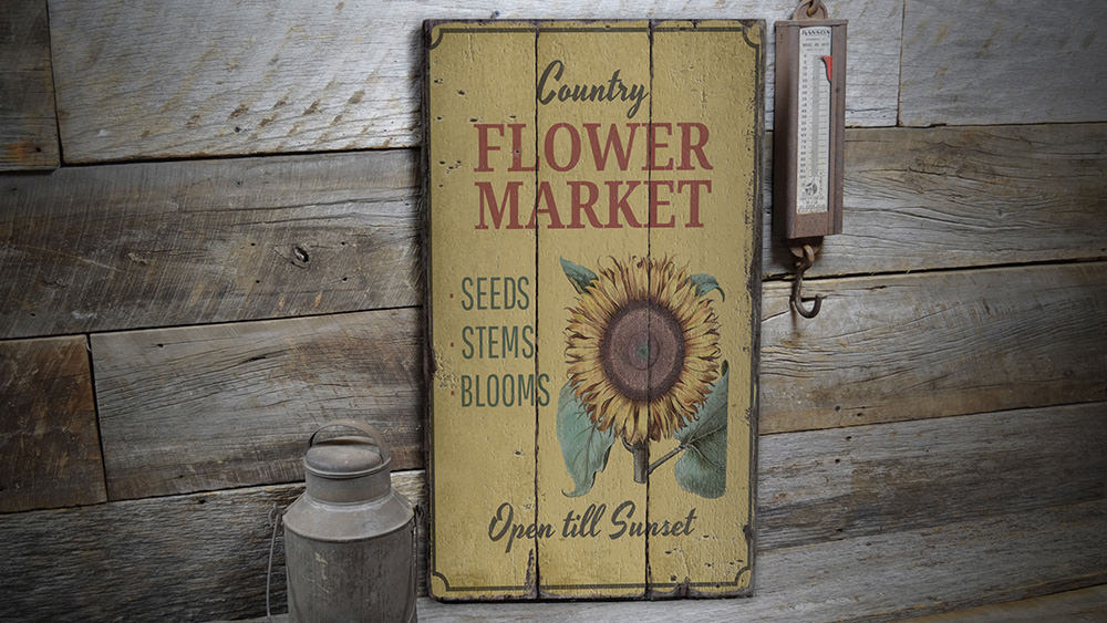 Sunflower Rustic Wood Sign