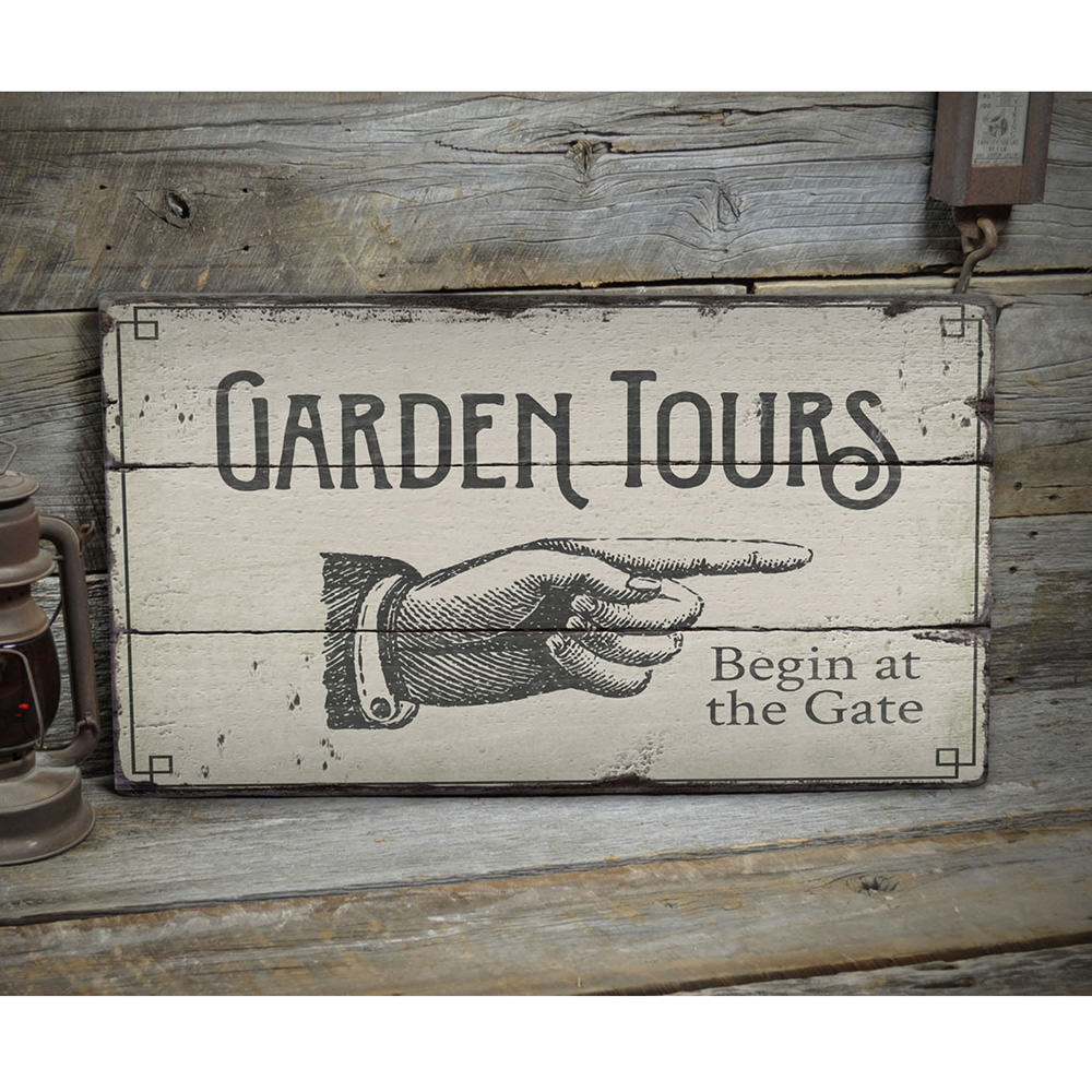 Garden Tours Directional Rustic Wood Sign