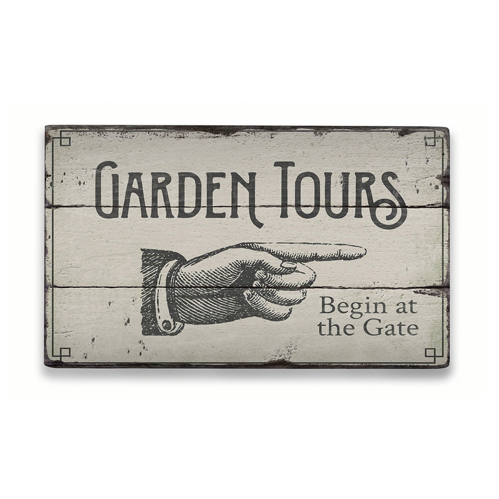 Garden Tours Directional Rustic Wood Sign