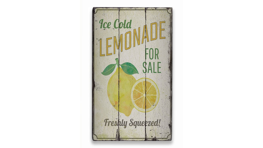 Ice Cold Lemonade Rustic Wood Sign