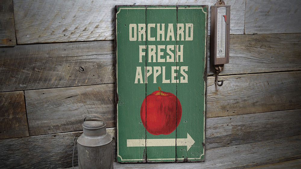 Orchard Fresh Apples Rustic Wood Sign