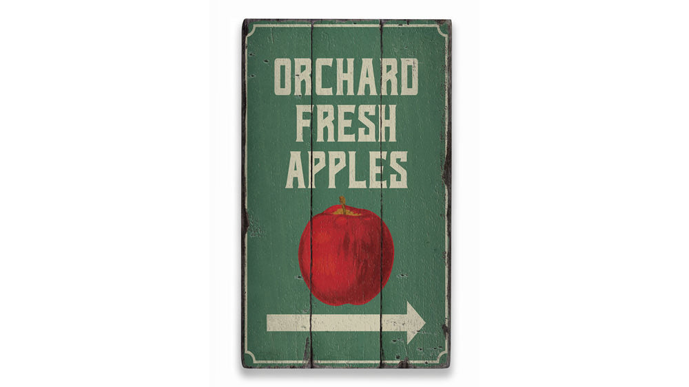 Orchard Fresh Apples Rustic Wood Sign