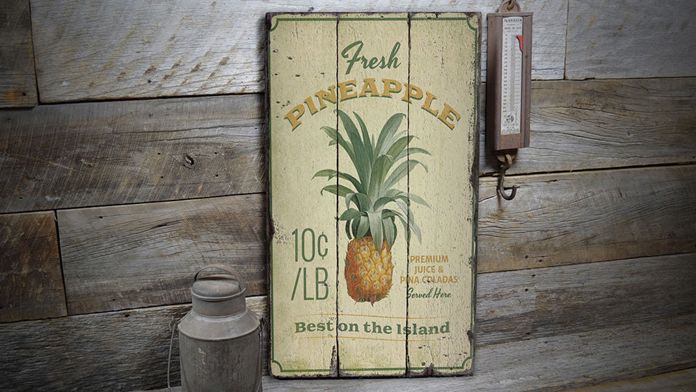 Pineapple Rustic Wood Sign