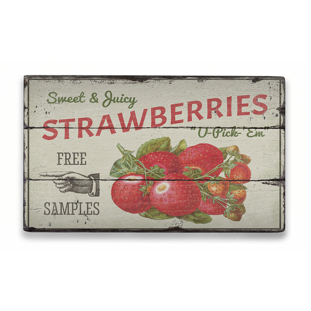 Strawberries Rustic Wood Sign