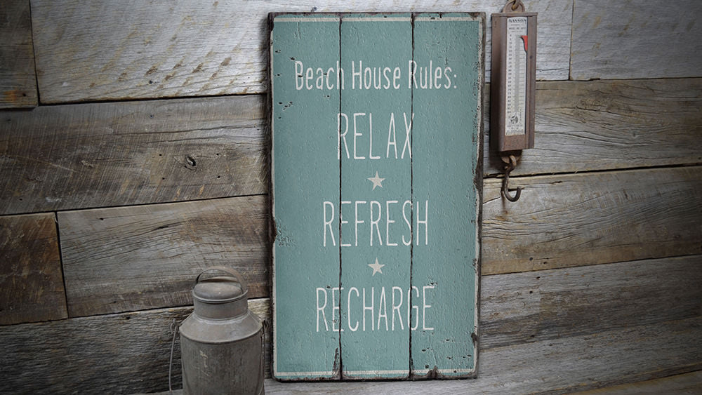 Beach Relax Rustic Wood Sign