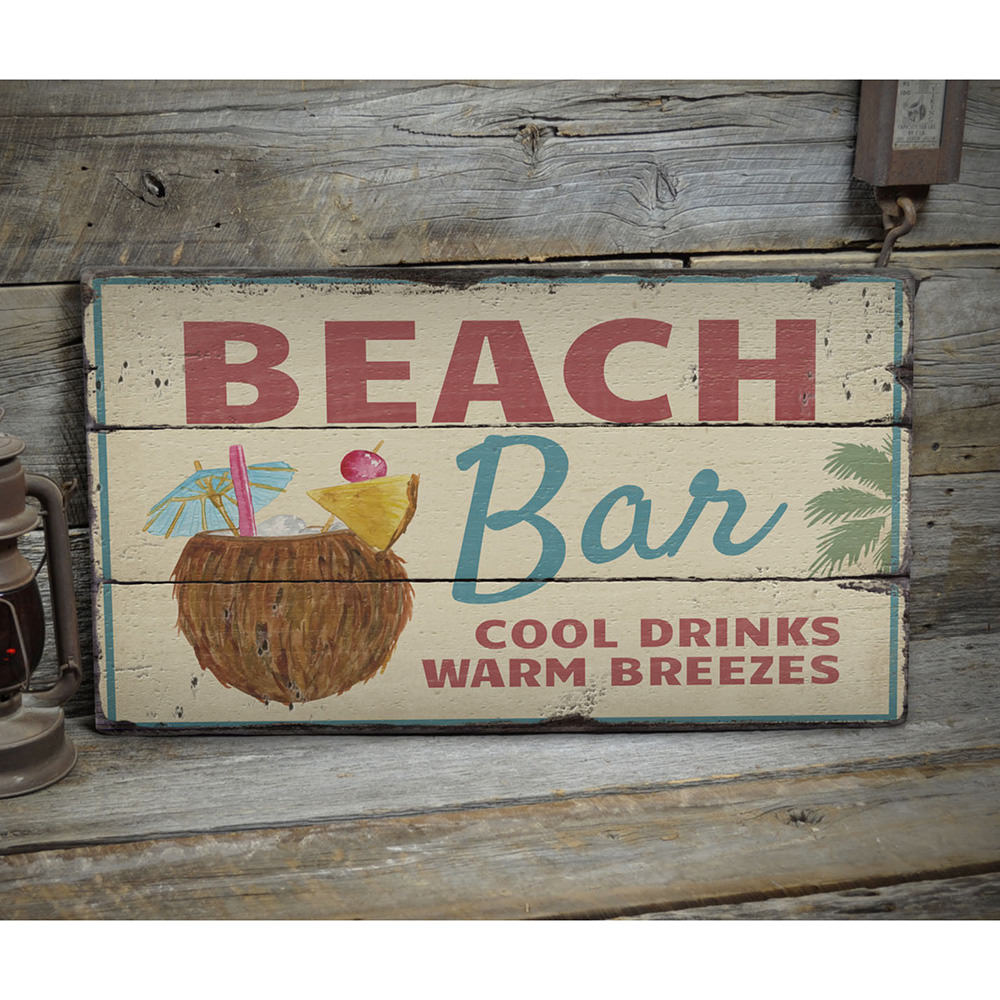 Beach Cocktail Rustic Wood Sign