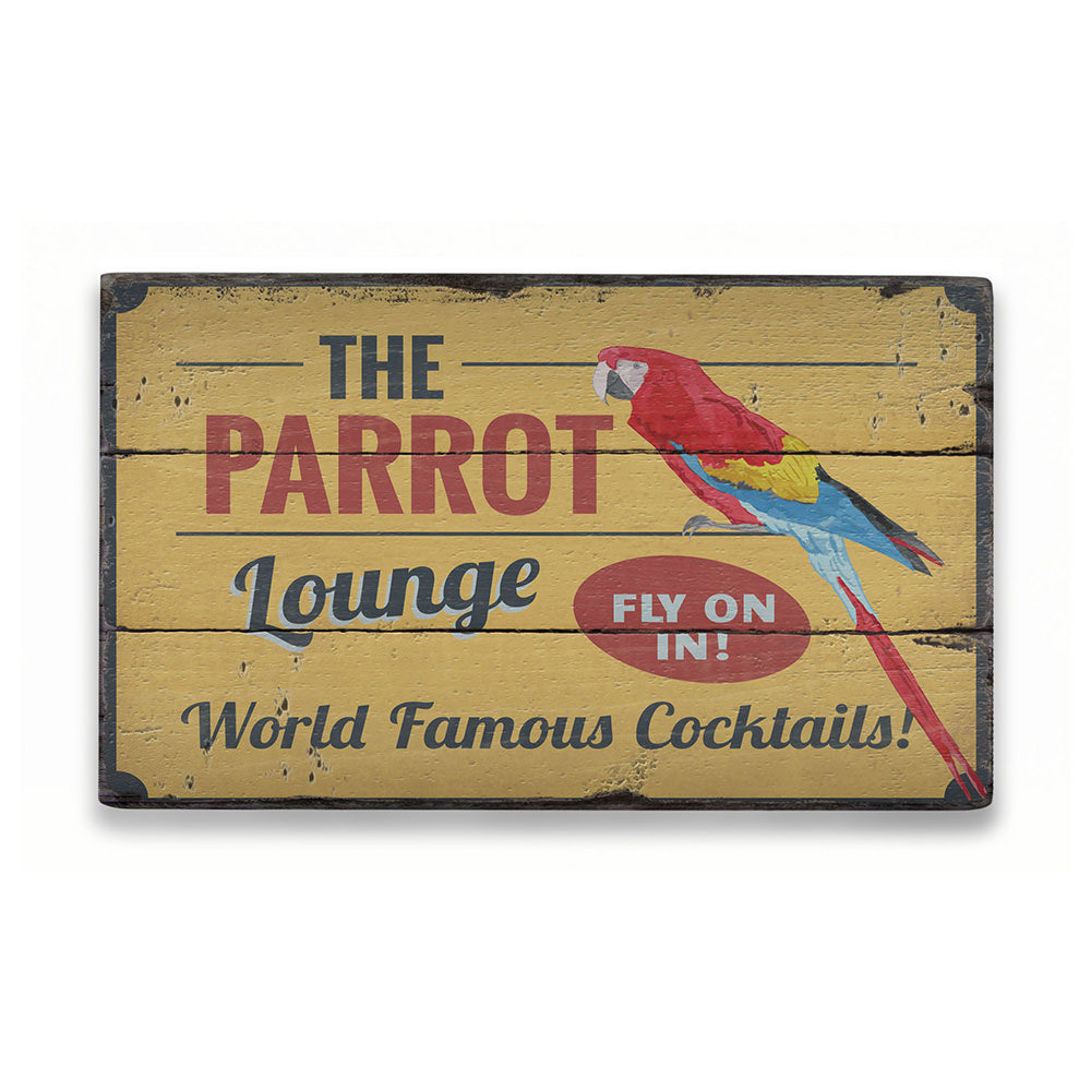 Parrot Lounge Rustic Wood Sign