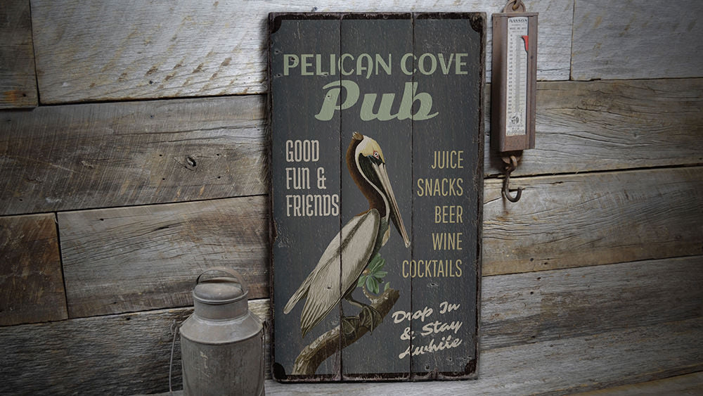 Pelican Rustic Wood Sign