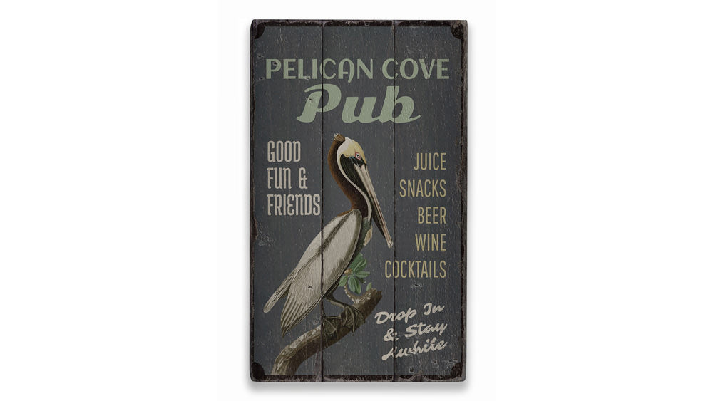Pelican Rustic Wood Sign