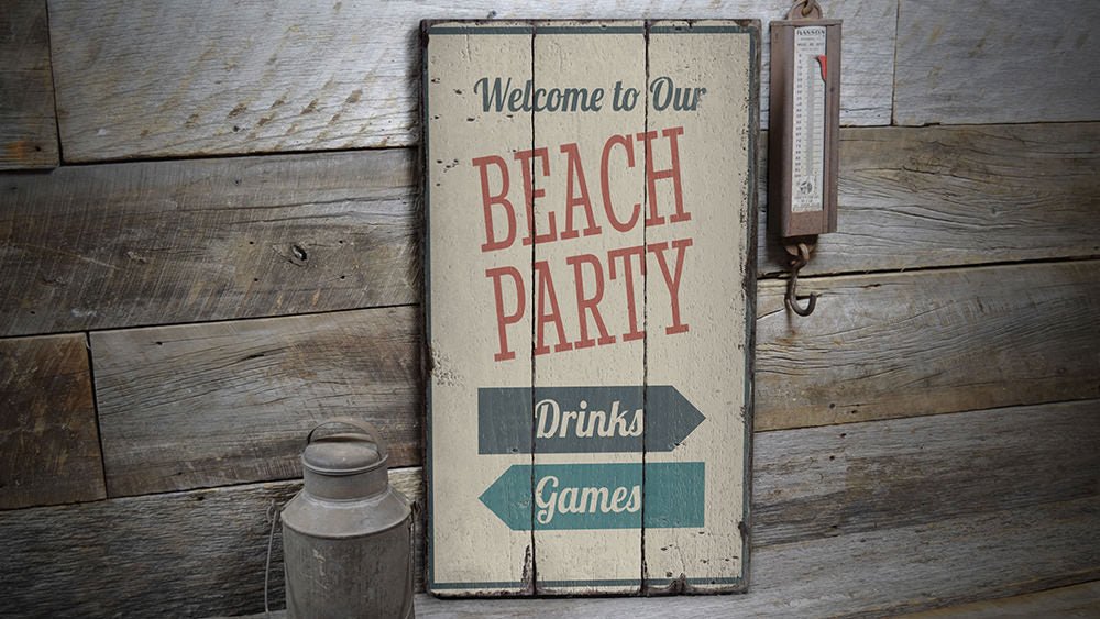Beach Party Rustic Wood Sign
