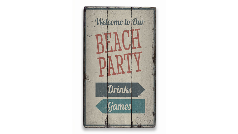 Beach Party Rustic Wood Sign