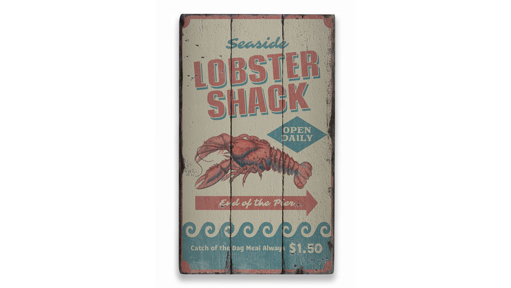 Seaside Lobster Shack Rustic Wood Sign