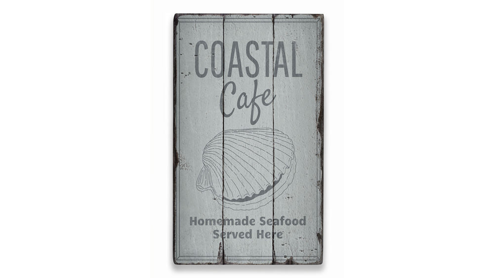 Coastal Cafe Rustic Wood Sign