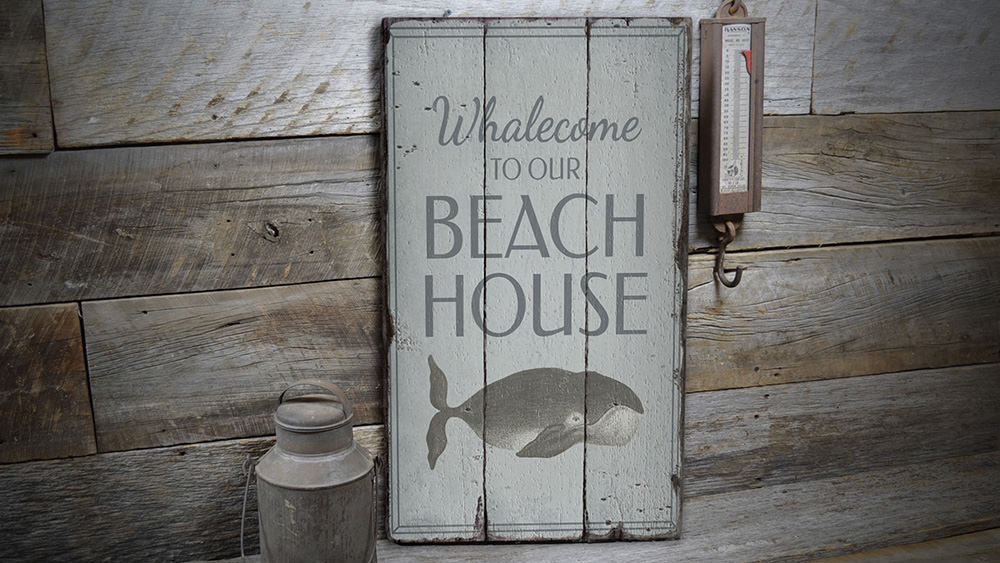 Funny Whale Rustic Wood Sign