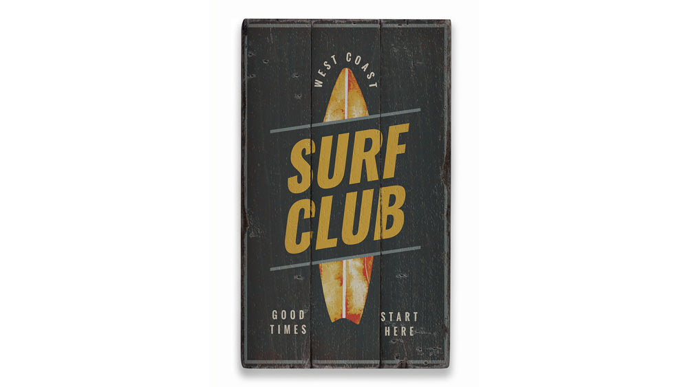 Surf Club Rustic Wood Sign