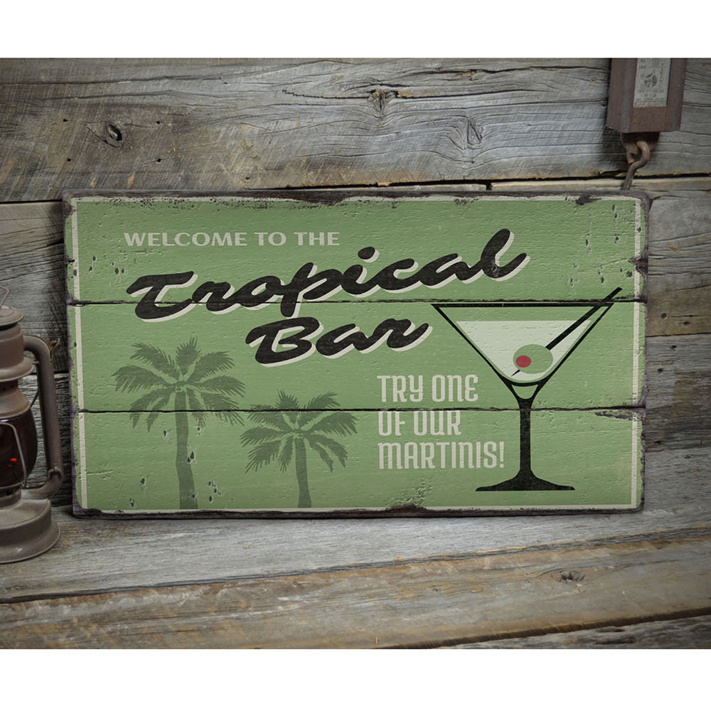 Tropical Bar Rustic Wood Sign