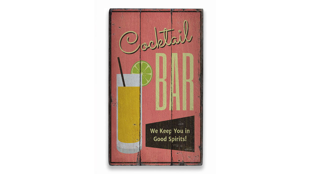 Cocktail Bar Rustic Wood Sign