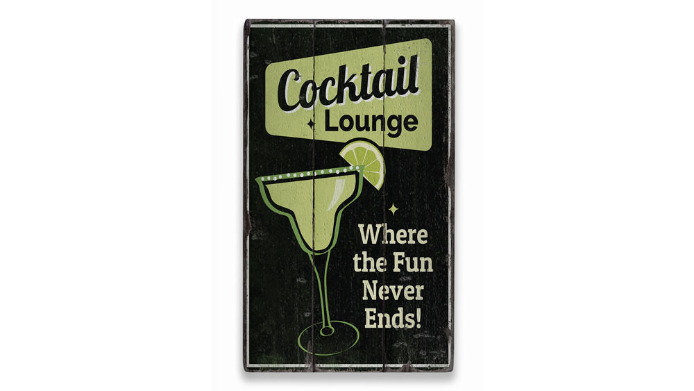 Cocktail Lounge Bar Rustic Wood Sign