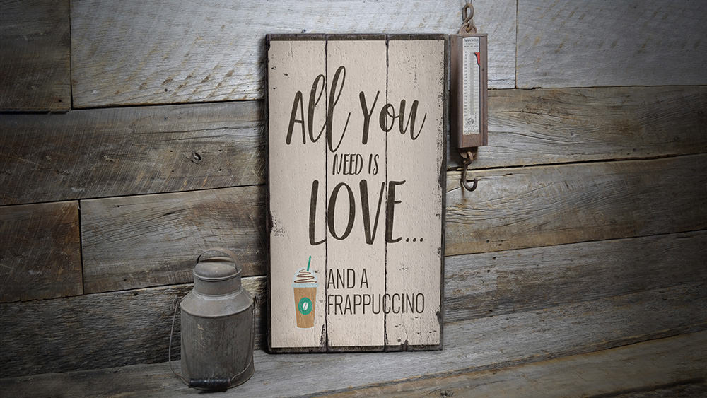 Frappuccino Rustic Wood Sign