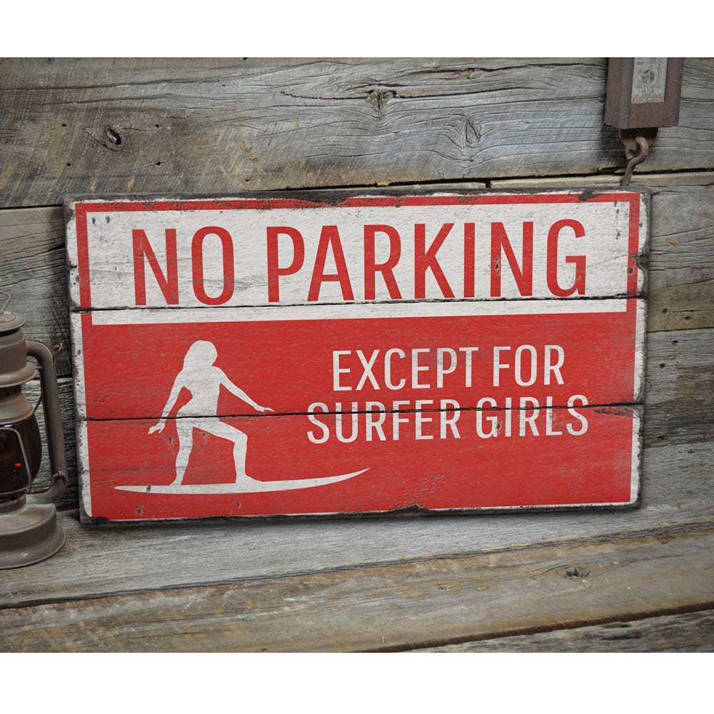 Surfer Girl Parking Only Rustic Wood Sign