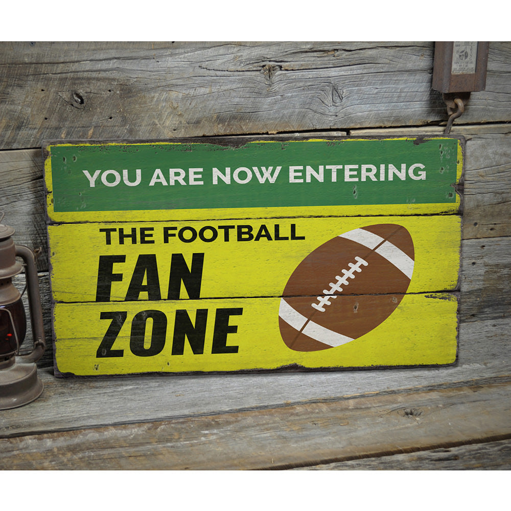 The Football Fan Zone Rustic Wood Sign