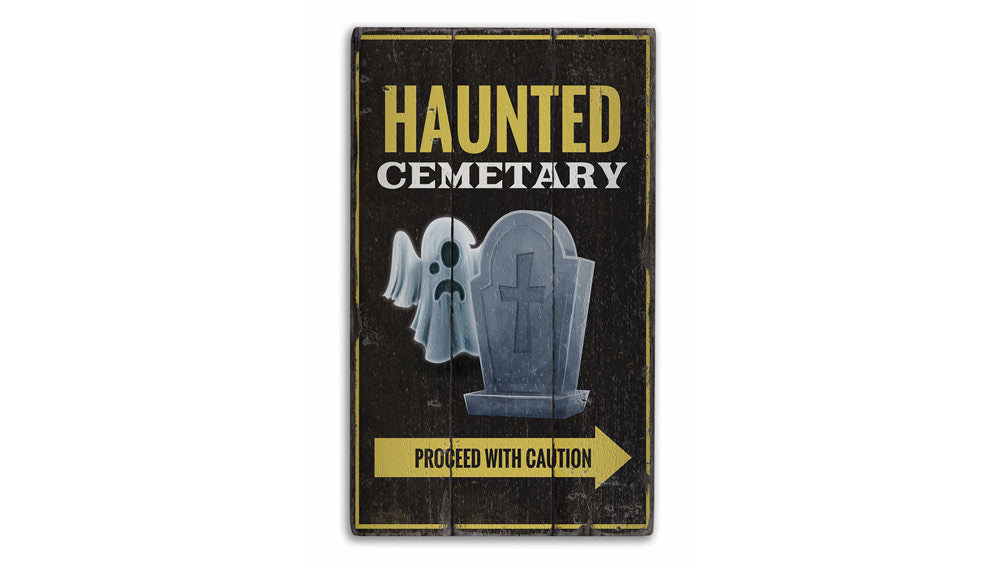 Haunted Cemetery Rustic Wood Sign