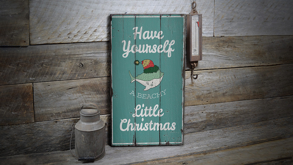 Beachy Little Christmas Rustic Wood Sign