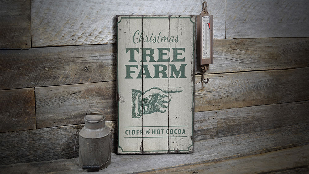 Christmas Tree Farm Directional Rustic Wood Sign