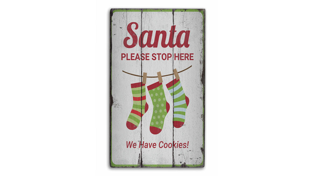 Santa Please Stop Here Christmas Rustic Wood Sign