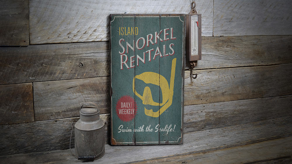 Island Snorkel Rentals Rustic Wood Sign