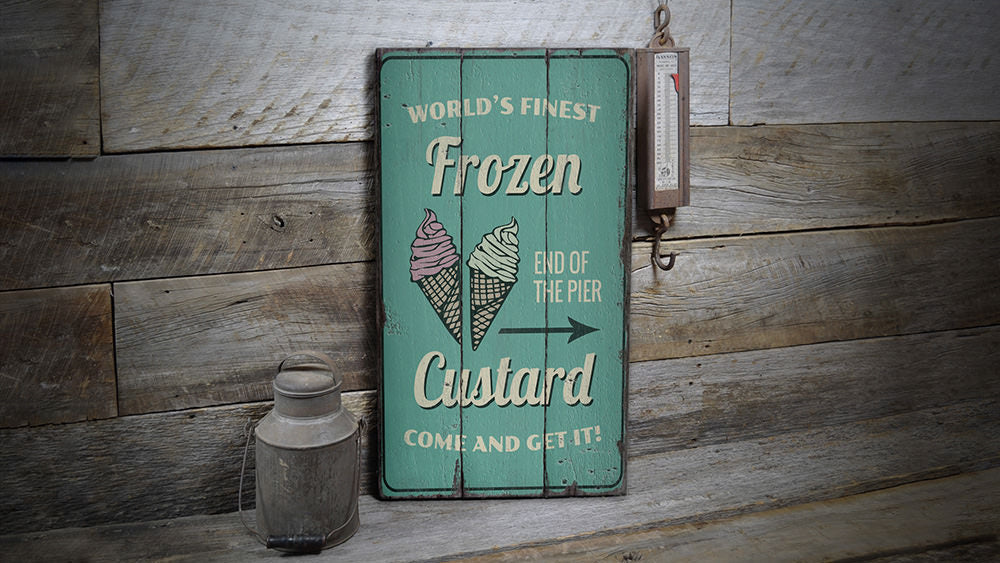 Finest Frozen Custard Rustic Wood Sign
